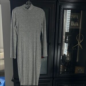 Fashion Nova Gray Long Sleeve Dress